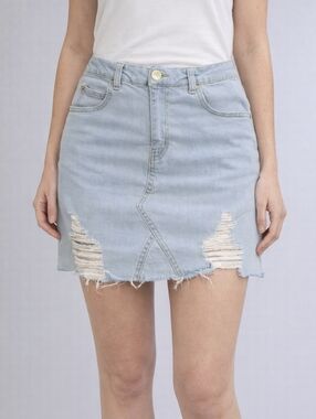 Y2K Streetwear Society Womens Size Medium Denim Thrashed Mini